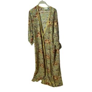 Victoria Secret VTG 90s Paisley yellow gold label no belt robe M/L‎